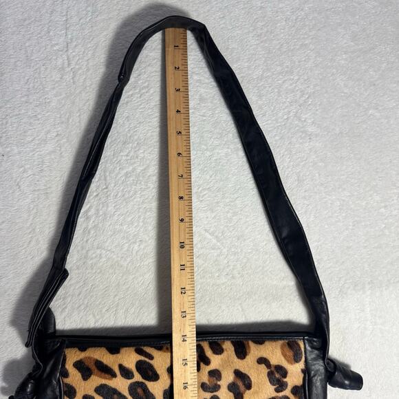 Vintage 80s Leather & Pony Hair Leopard Print Shoulder Bag - Picture 8 of 8